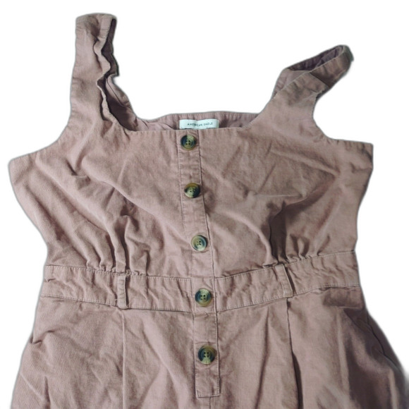 American Eagle Jumpsuit Womens Size Medium Brown Cottagecore Peasant Casual - Picture 2 of 9